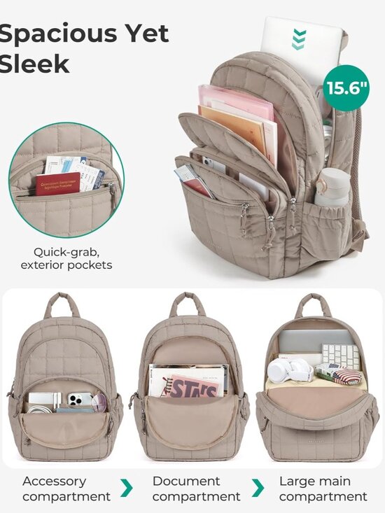 Stylish Quilted Travel Backpack for Women, 15.6\